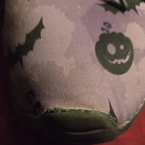 Halloween Themed Sneakers with Pumpkin and Bat Design-Used - Picture 3 of 5